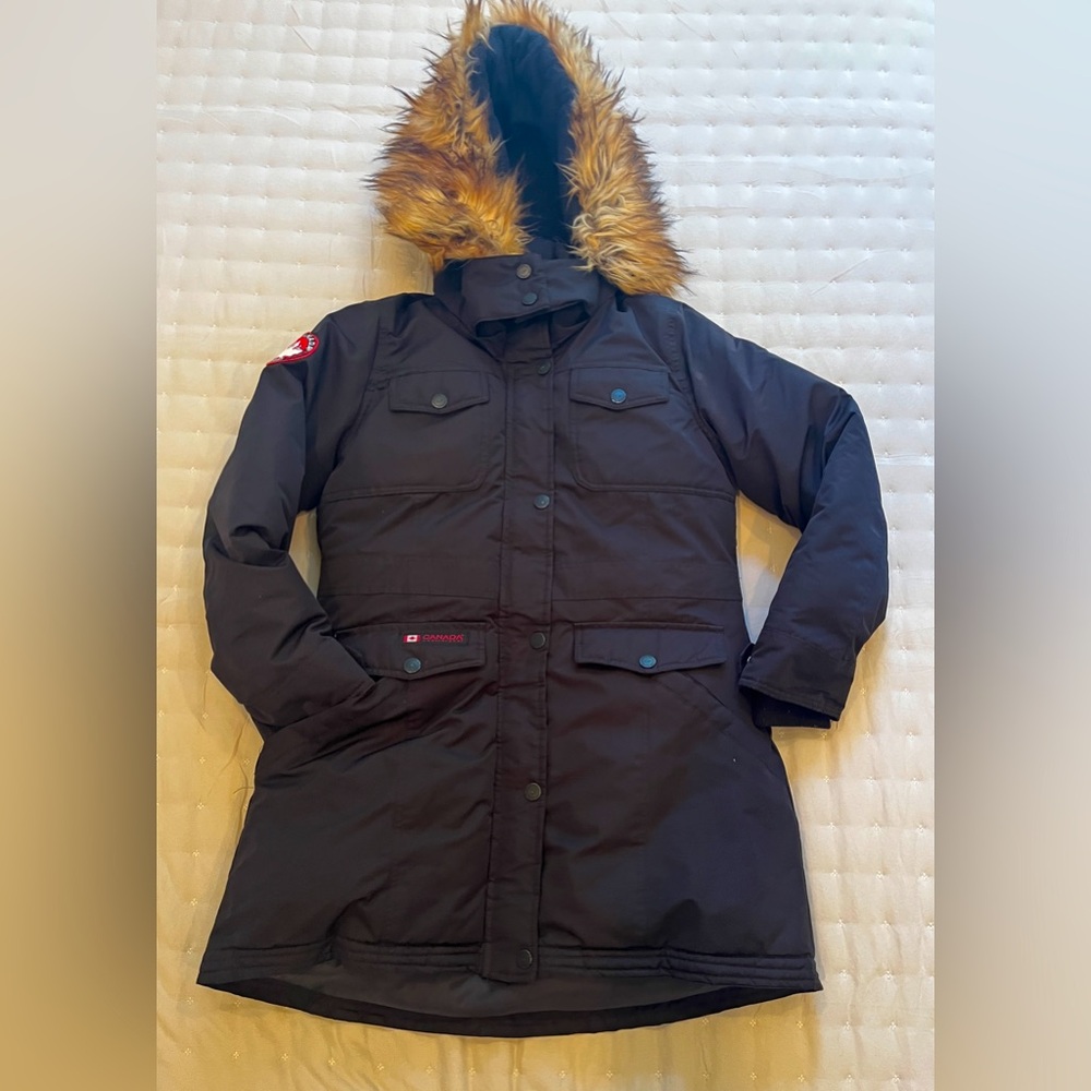 Women's Black Parka with Detachable Faux Fur Hood